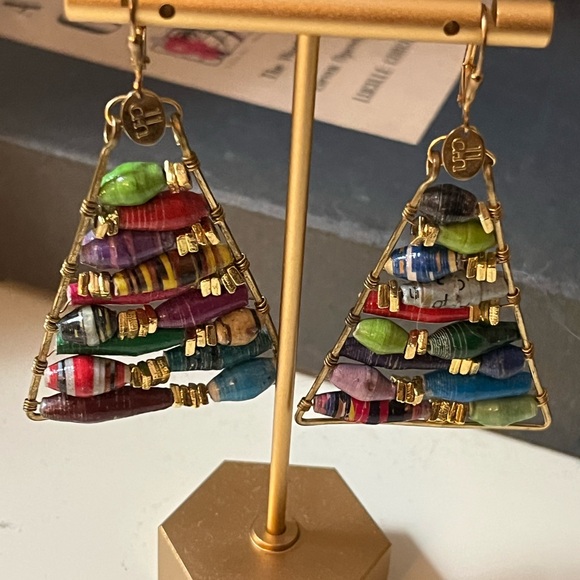 Colorful Beaded Triangle Earrings - Picture 4 of 5